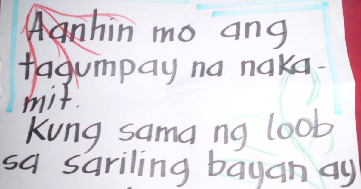 Paano Maipapakita Ang Pagmamahal Sa Bayan Tula