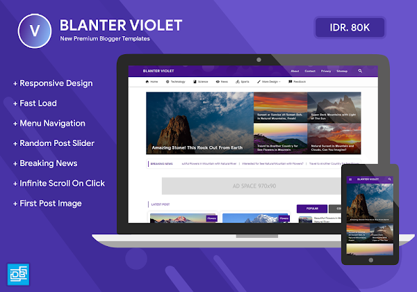 Blanter Violet Premium Responsive Fast Load Blogger Template