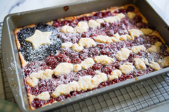 American flag cookie bars; 4th of July dessert