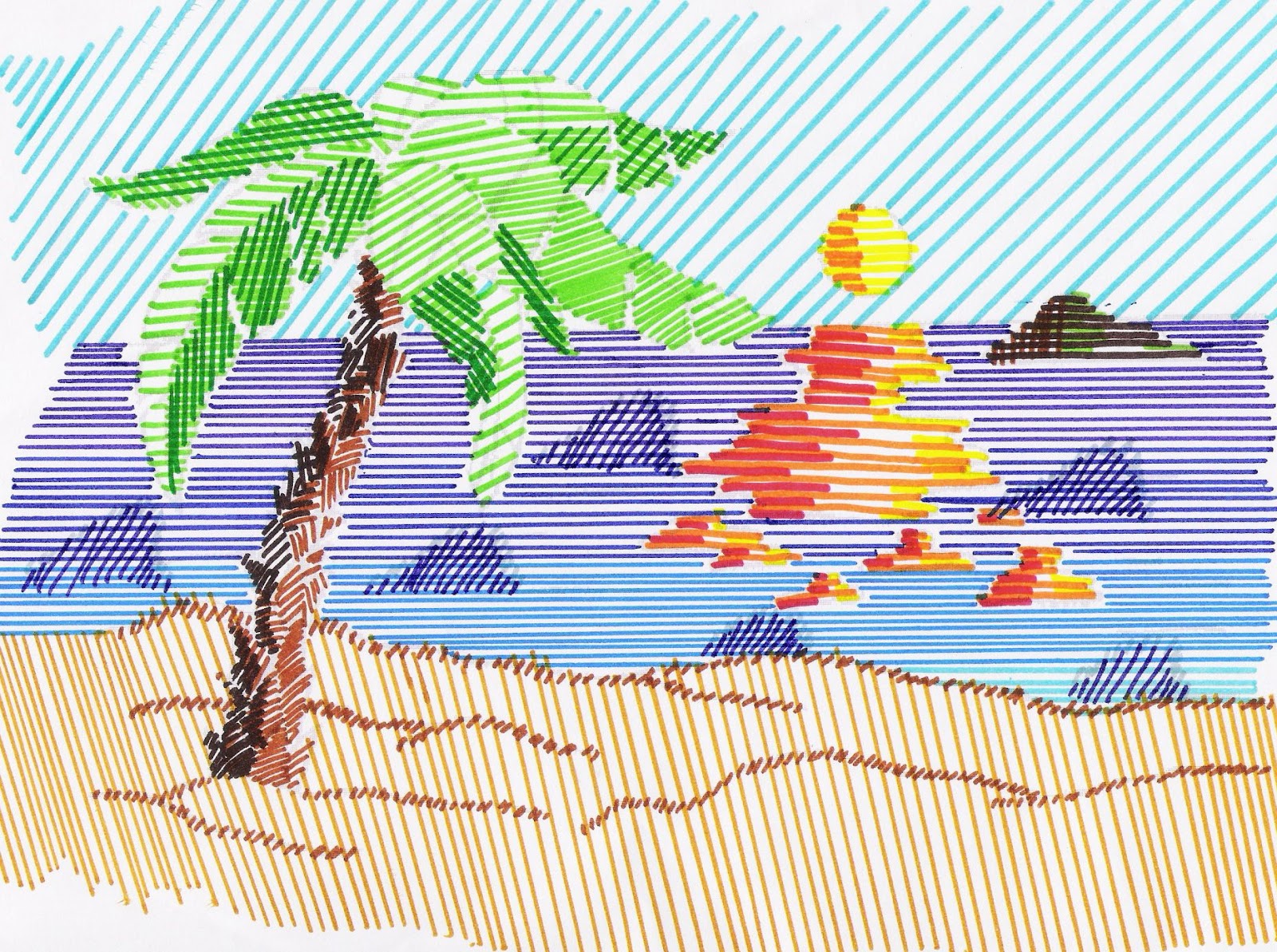 Пейзаж цветными линиями
