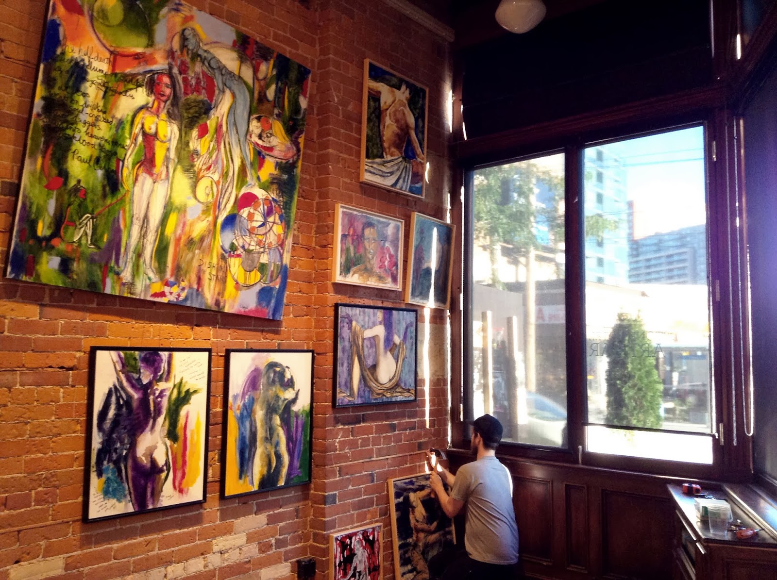 Rubies in Crystal Installing Our '5 By 5' Art Show the Art Bar The