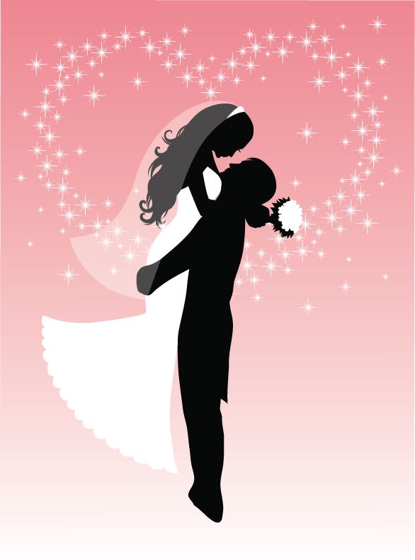 Vector Bride and Groom Silhouettes