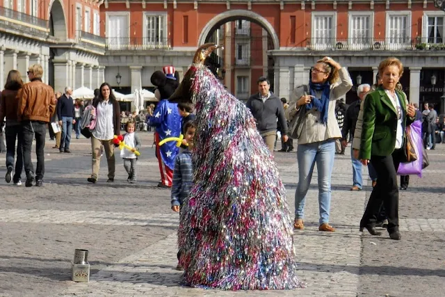 3 days in Madrid Itinerary: busker on Plaza de Mayor