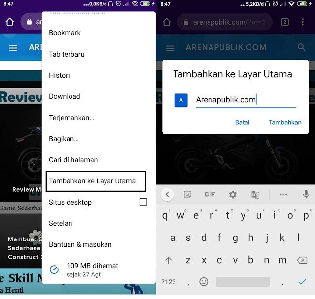 Menambahkan Pintasan Aplikasi Android Dengan Google Chrome