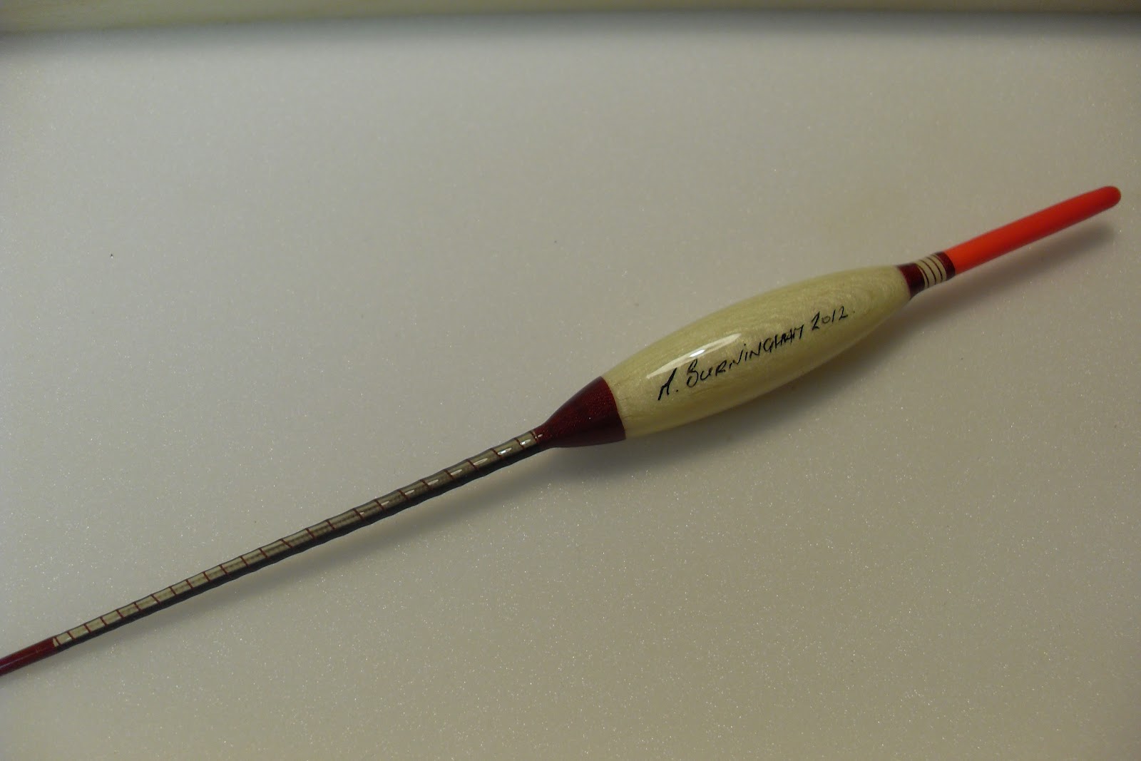 Handmade Fishing Floats by Mark Burningham. Crow quill avon float