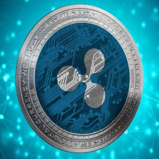 blue color background and white color Ripple coin