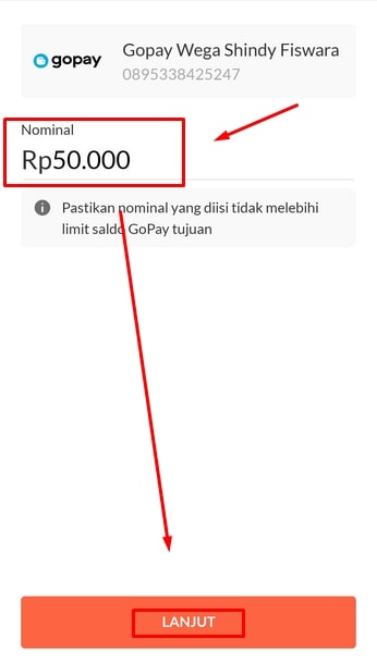 Nominal pengiriman dana Nominal pengiriman dana
