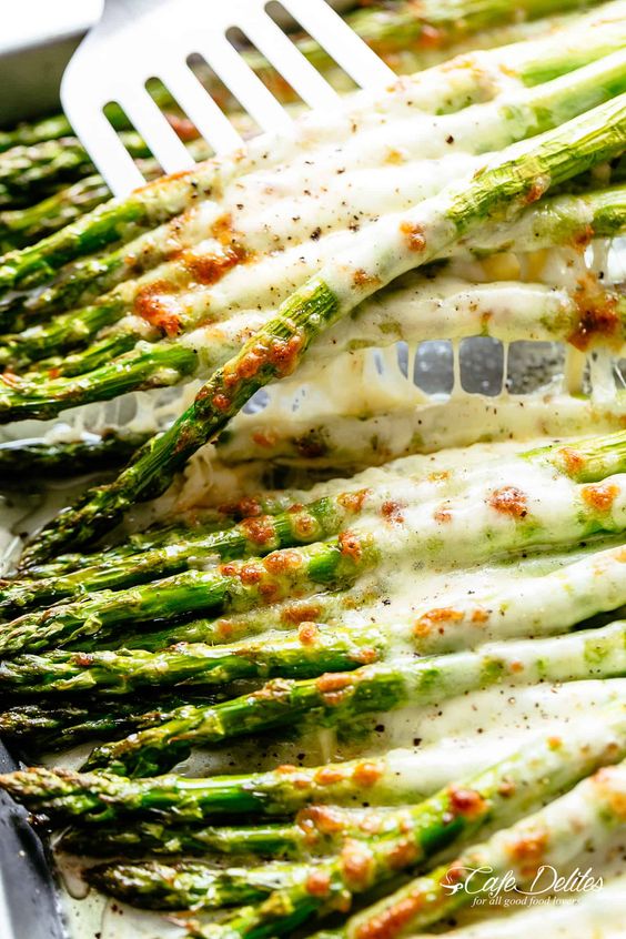 Cheesy Garlic Roasted Asparagus - vegan recipe box