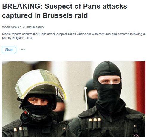 NEWS | Paris Attacker Salah Abdeslam Arrested During Anti-Terror Raid