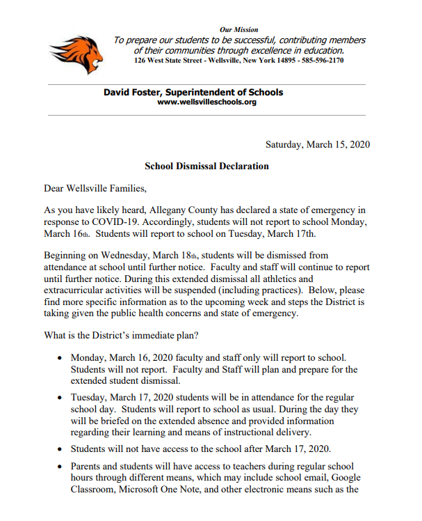 Wellsville Regional News (dot) com Wellsville Central School District