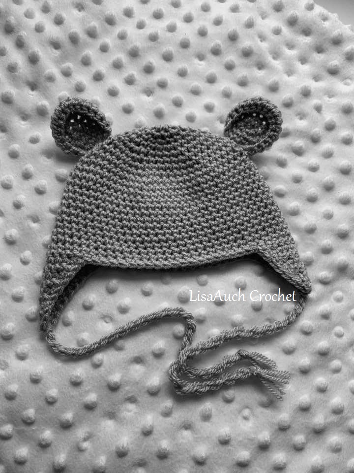 Free Crochet Pattern for Baby Beanie with Earflaps and Ears - 