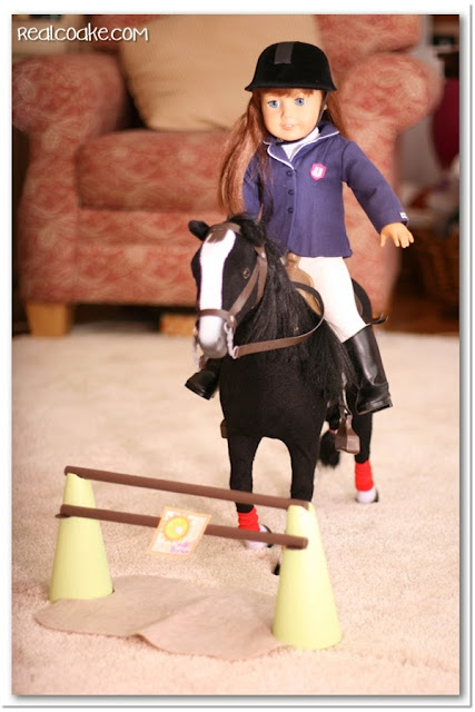 American Girl Doll Horse Show with American Girl crafts to make show jumping jumps for the doll's horses. #AGDoll #AmericanGirlDoll #Crafts #Horses #RealCoake