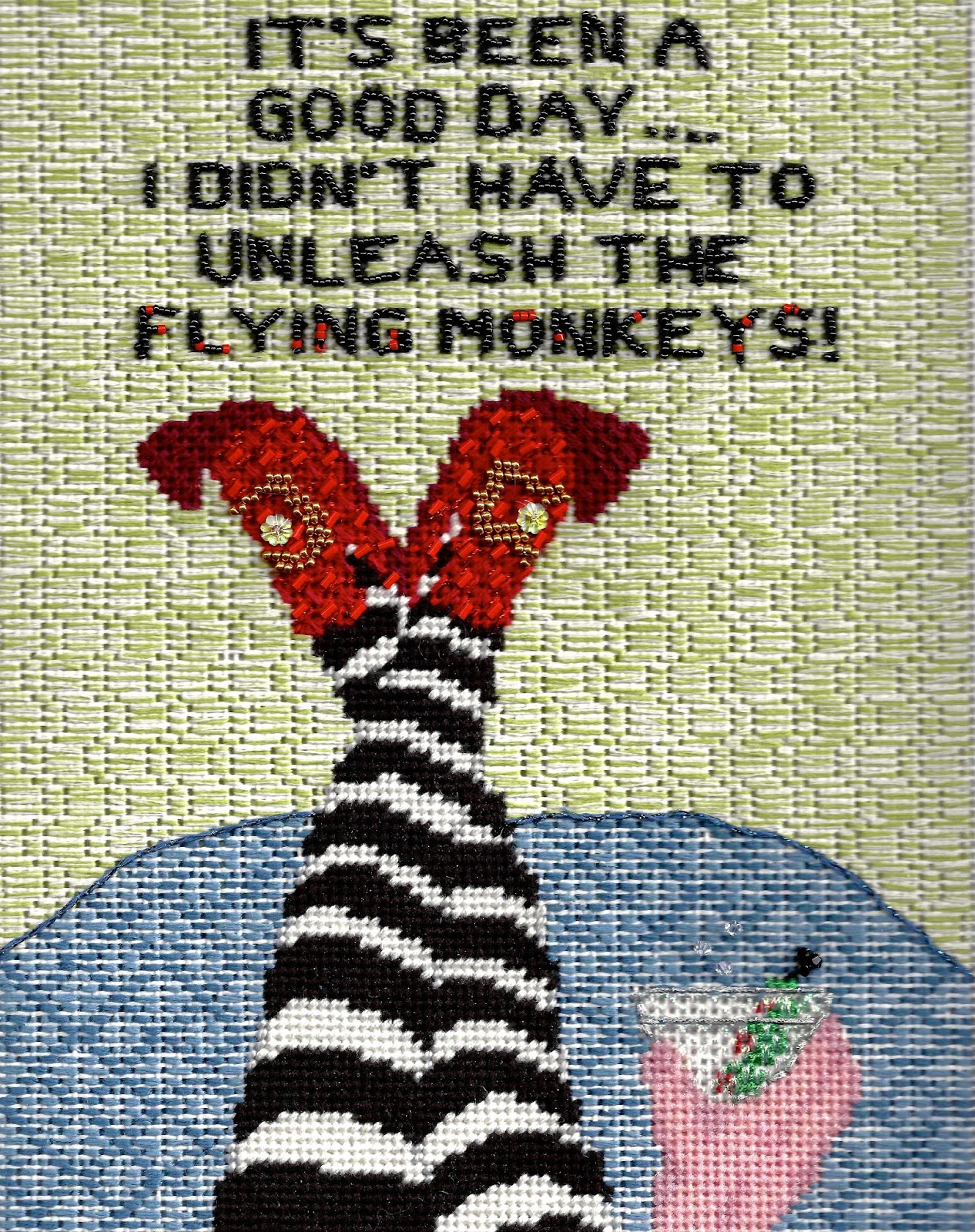 Needlepoint Hand Painted Canvas Money Doesn't Talk It Goes Without Saying NOS
