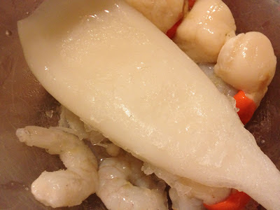prawns scallops squid