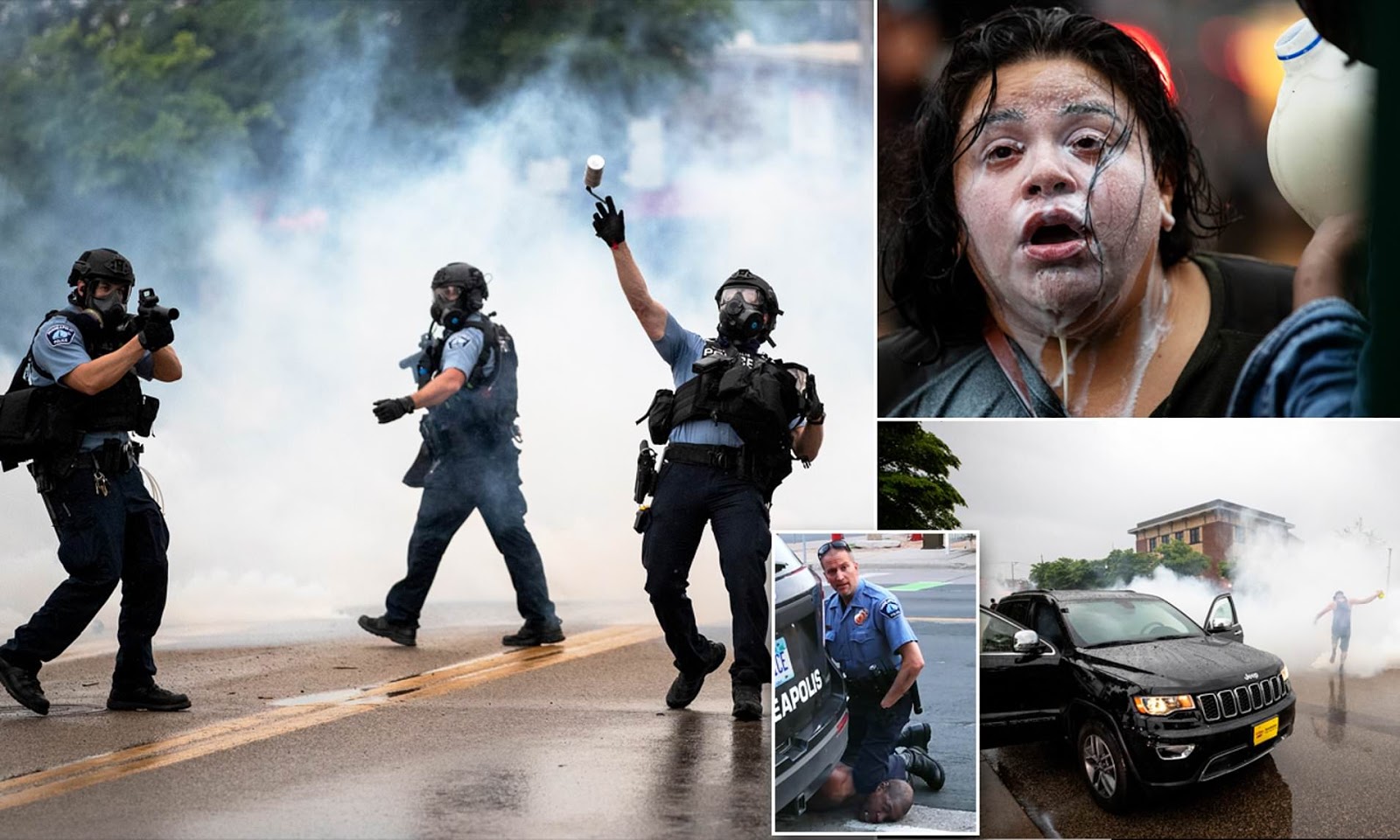 Police in riot gear fire rubber bullets and tear gas at thousands of protestors demanding the arrest of four white Minneapolis cops involved in the death of black man George Floyd Police in riot gear fire rubber bullets and tear gas at thousands of protestors demanding the arrest of four white Minneapolis cops involved in the death of black man George Floyd