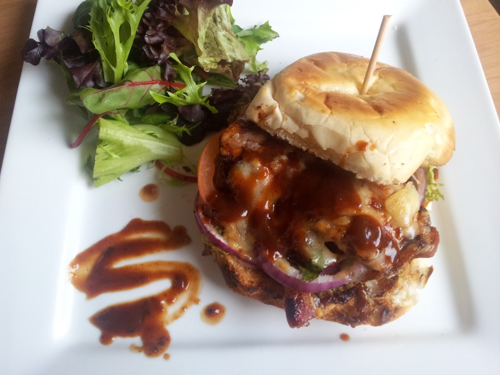 Aromas from Seetha's Kitchen Jerk Chicken Burger