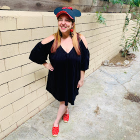 Disney, Disney fashion, #DisneyStyle, #MinnieStyle, Minnie ears, #EarsOutsidetheParks, fashion challenge, Disney fashion challenge, Cakeworthy Minnie ears hat, Asos dress, Asos polka dot espadrilles