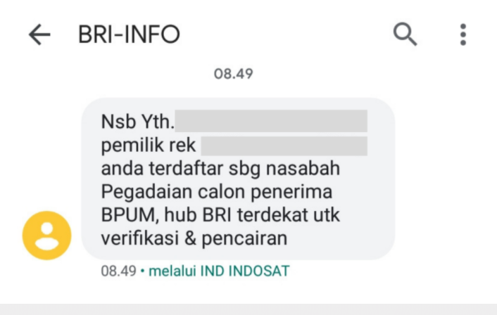 Berikut Adalah Tanda Jika Anda Lolos Bpum Umkm Rp 2 4 Juta Akan Dapat Sms Ini Berikut Cara Daftar Bpum Umkm Di Eform Bri