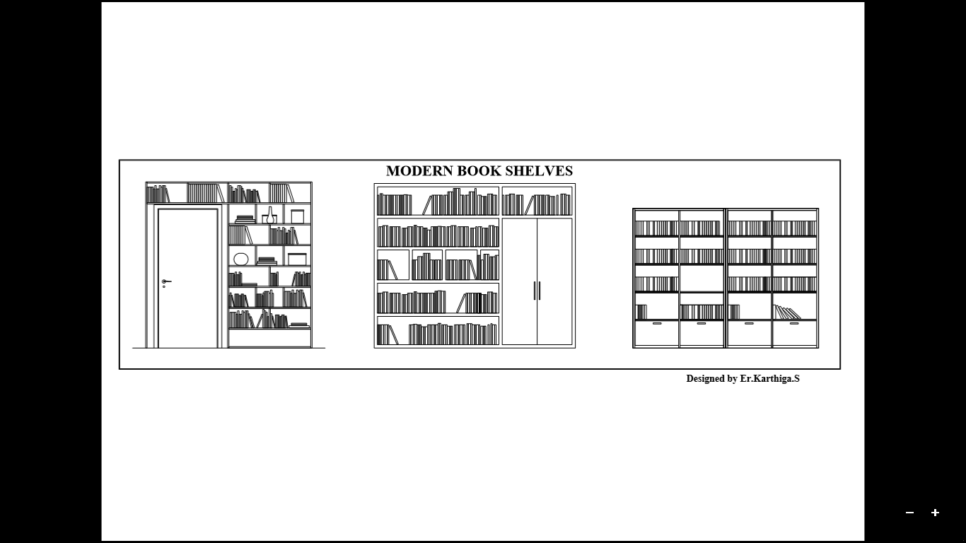 Modern Book Shelves in Autocad Project