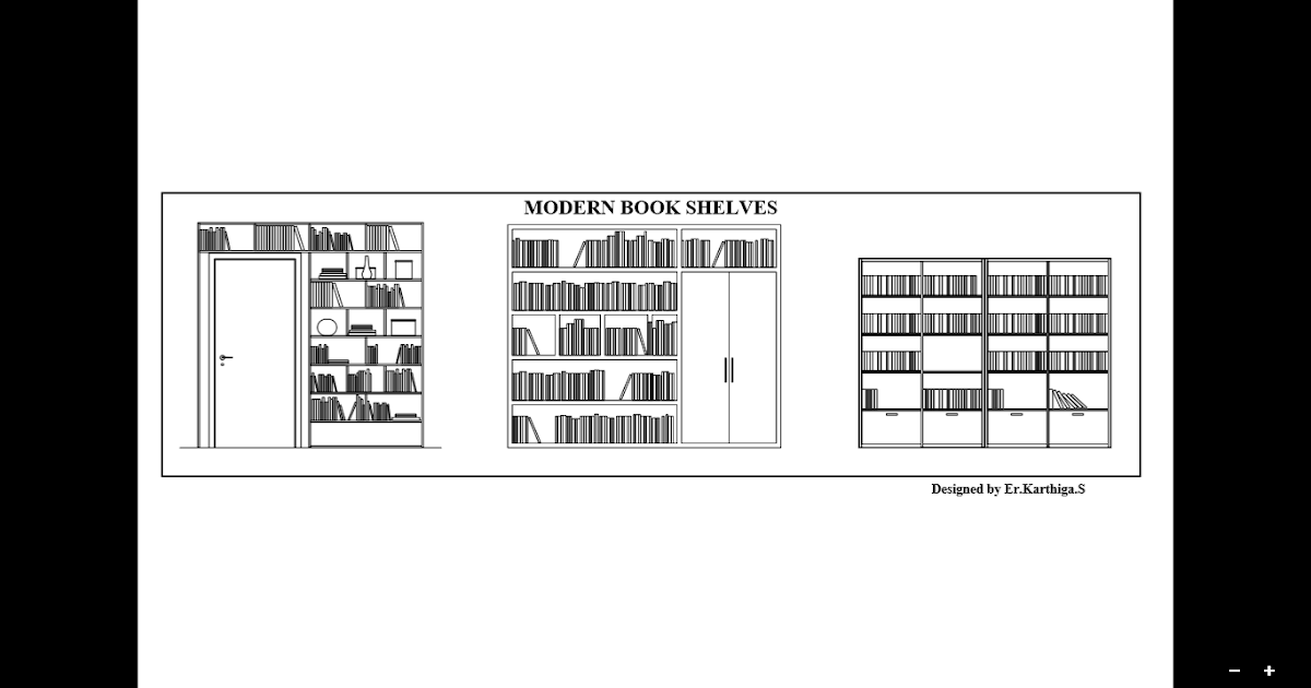 Modern Book Shelves in Autocad Project