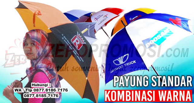 Payung standar model kombinasi warna, grosir payung standar, Payung Standar Kombinasi warna daun, souvenir payung standar di tangerang