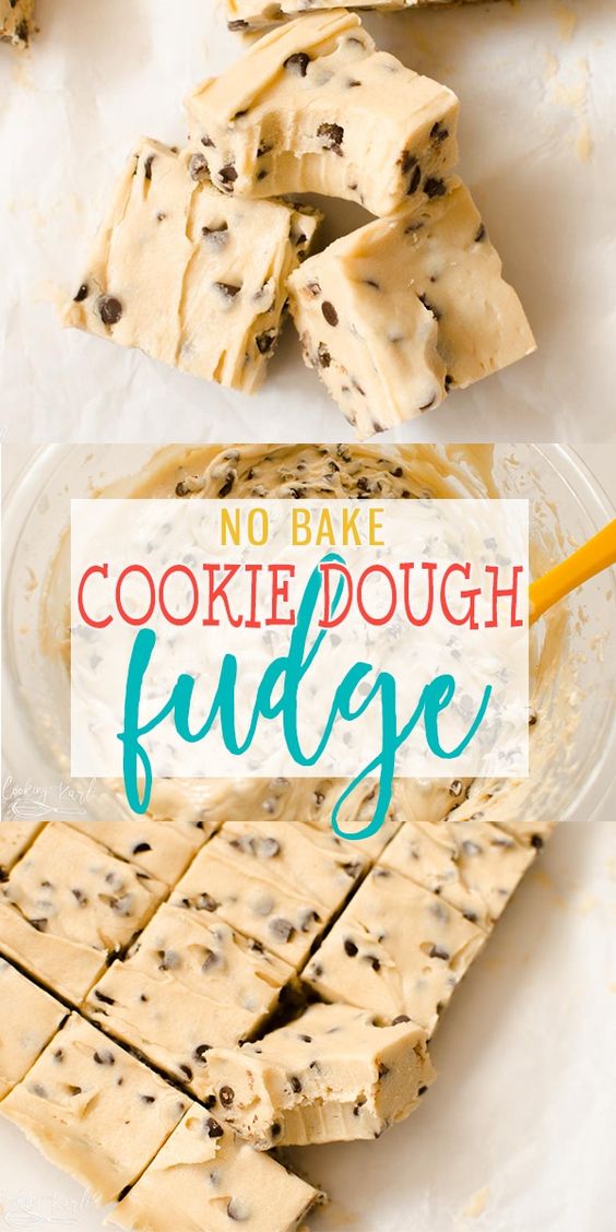 Cookie Dough Fudge is a cross between chocolate chip cookie dough and delicious, creamy fudge! This no bake treat comes together quickly and will satisfy everyone's sweet tooth! |Cooking with Karli| #cookiedough #fudge #christmastreat #dessert #nobake #easy