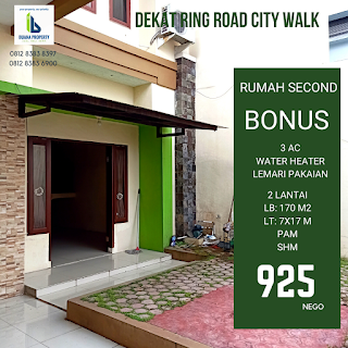 Jual Rumah Second Murah Gratis AC & Water Heater Jl. Asoka Dekat Ring Road City Walk Medan | Semi Furnished