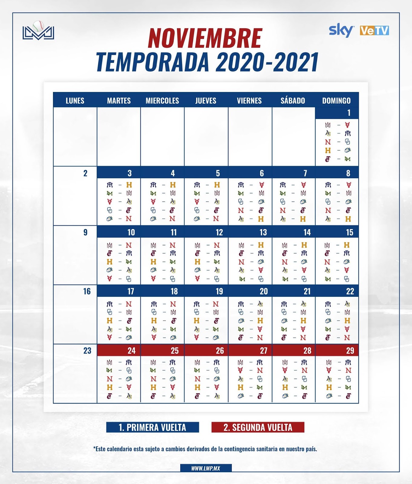 BASEBALL MEXICO MEX PAC RELEASES 2020-21 SCHEDULE