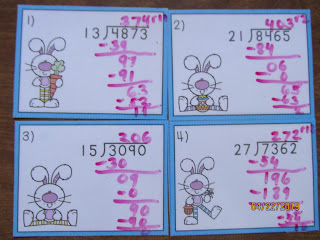 Easter 2 Digit Long Division with Remainders Task Cards