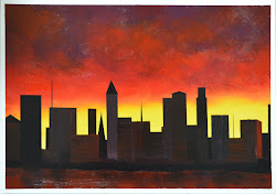 easy city sunset painting 2