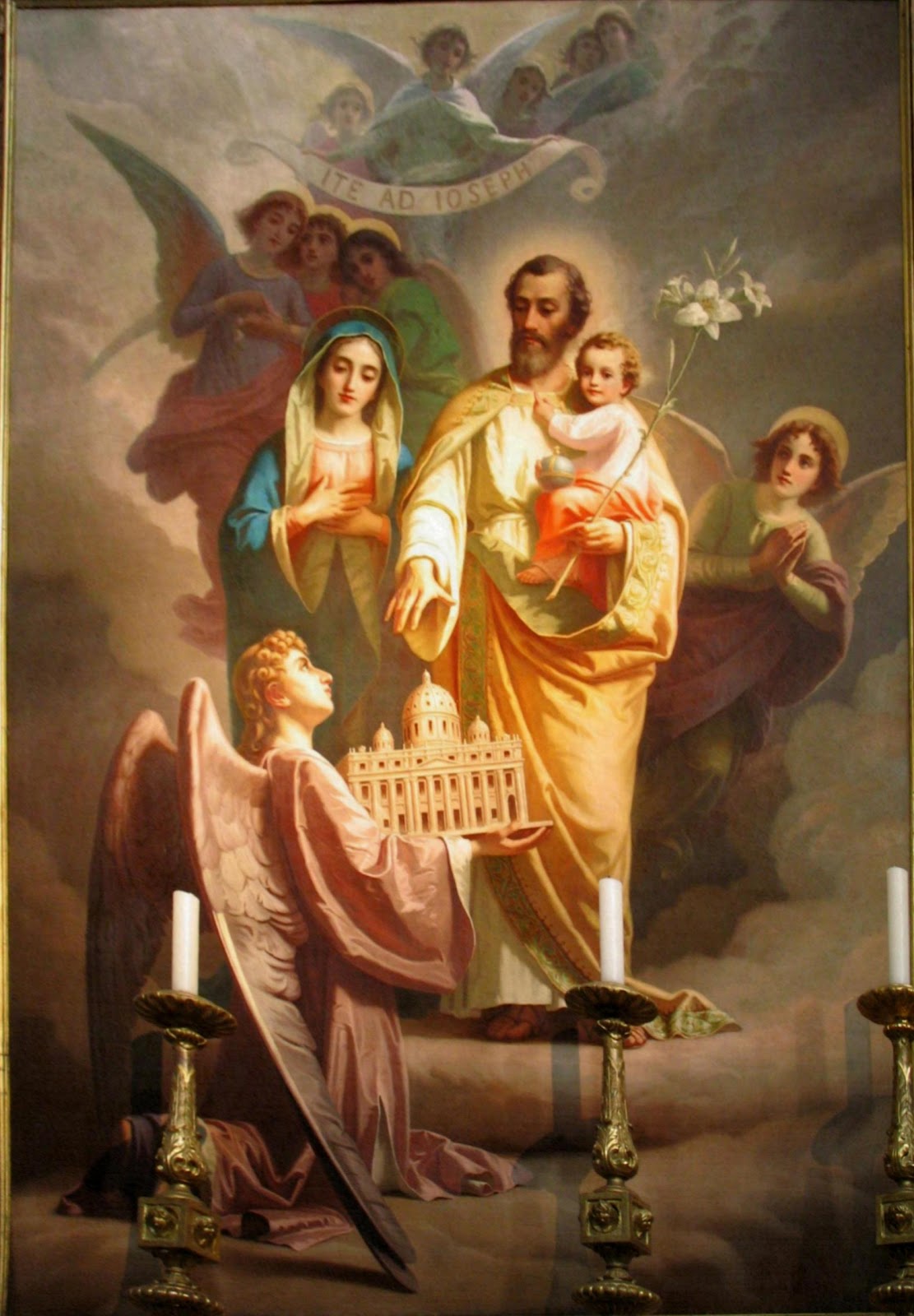 La tela di San Giuseppe nella Basilica del Sacro Cuore, opera di G. Rollini