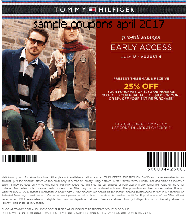 tommy hilfiger in store coupons