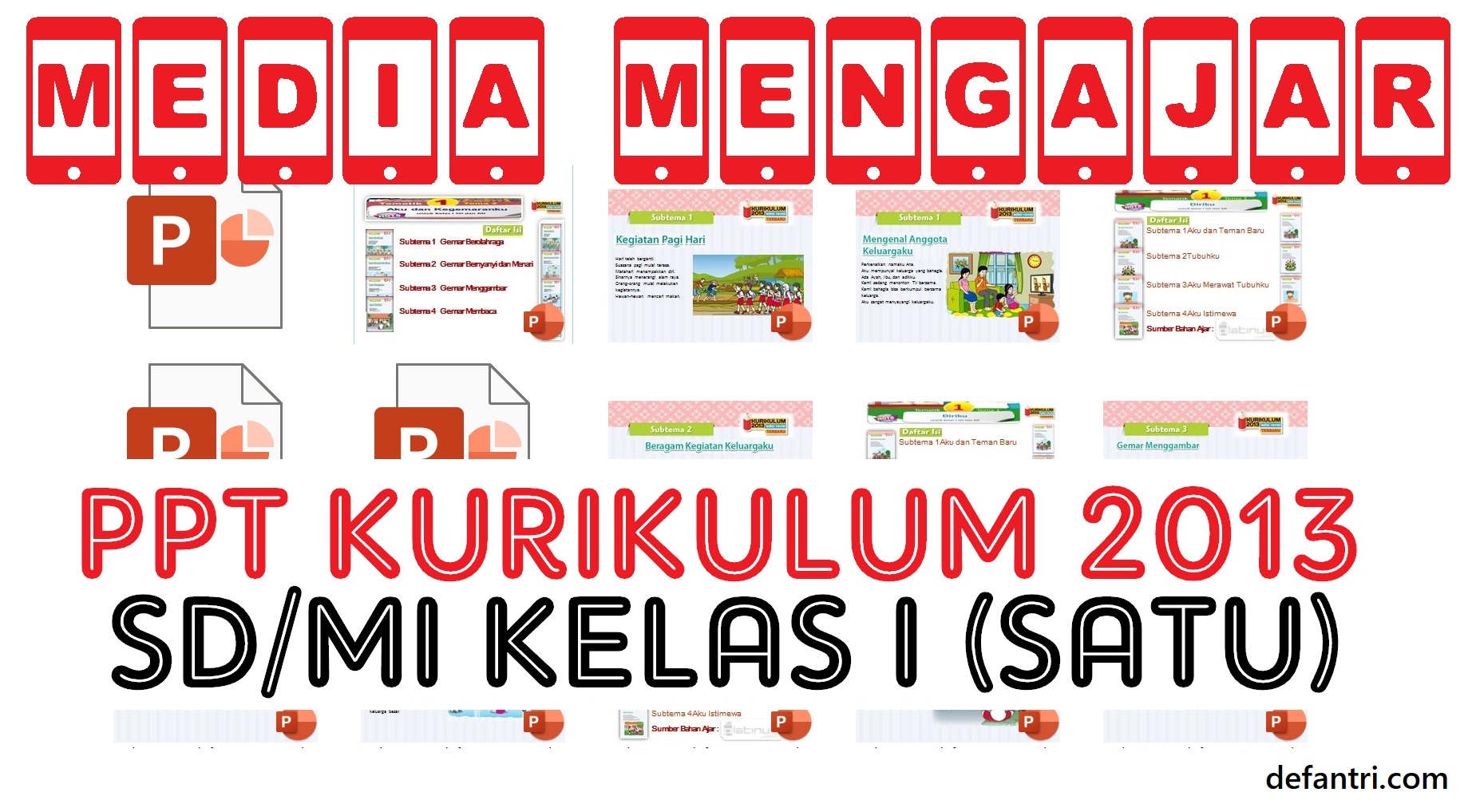 Download Media Pembelajaran PowerPoint Kurikulum 2013 Sekolah Dasar (SD) atau Madrasah Ibtidaiyah (MI) Kelas I (Satu) Semua Tema