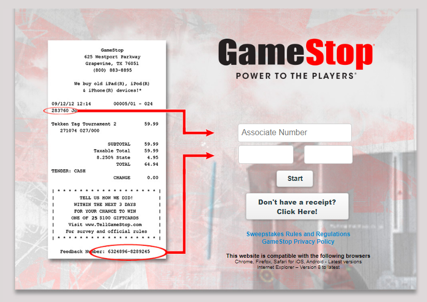 surveyinfo: Gamestop Customer Review Survey