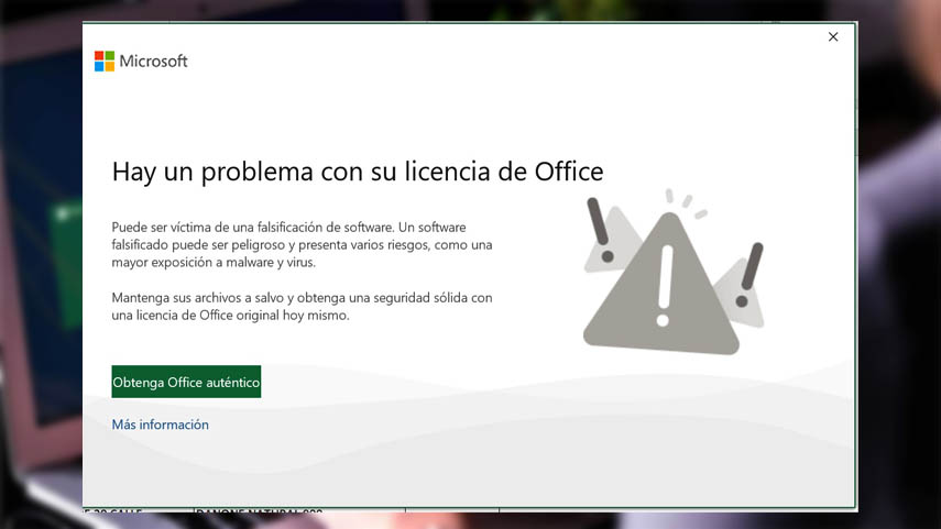 Su licencia de office no es original