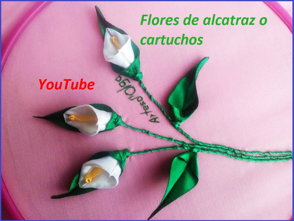 Artesd'Olga: Flores de alcatraz bordadas con cintas