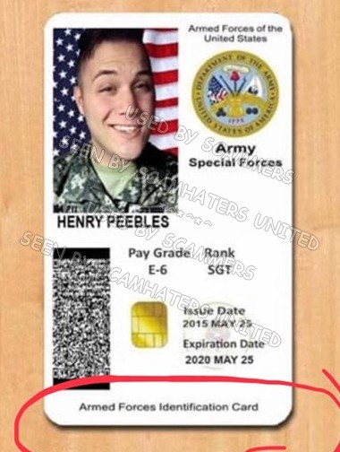 Scammer Fake Military Id Card