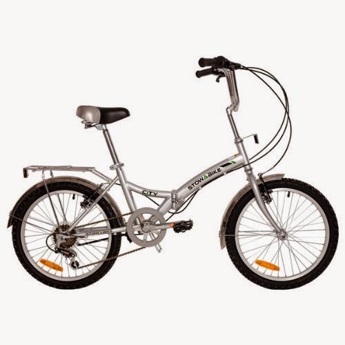 Stowabike 20" City Bike Compact Folding 6 Speed Shimano bicycle, review, with steel frame and fork, Shimano rear derailleur, Microshift grip shifter, zoom stem, V-brakes