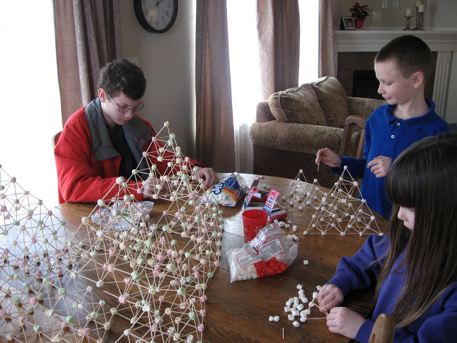 Almost Unschoolers Building a Bigger Pyramid Marshmallow and