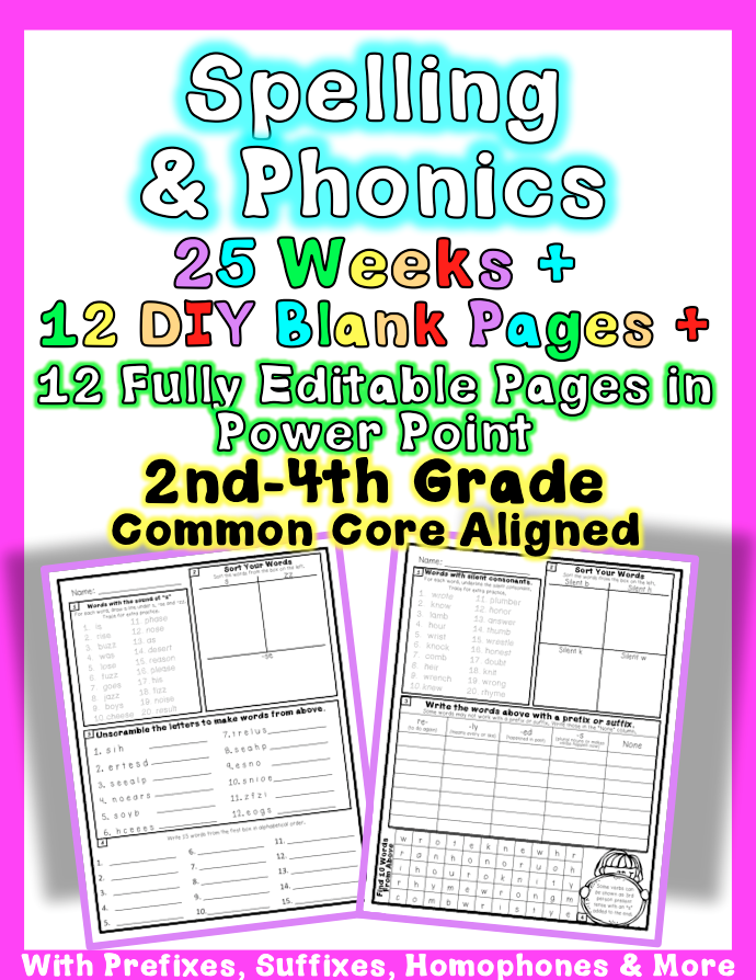 Common Core Foundational Skills Phonics and Spelling Packet