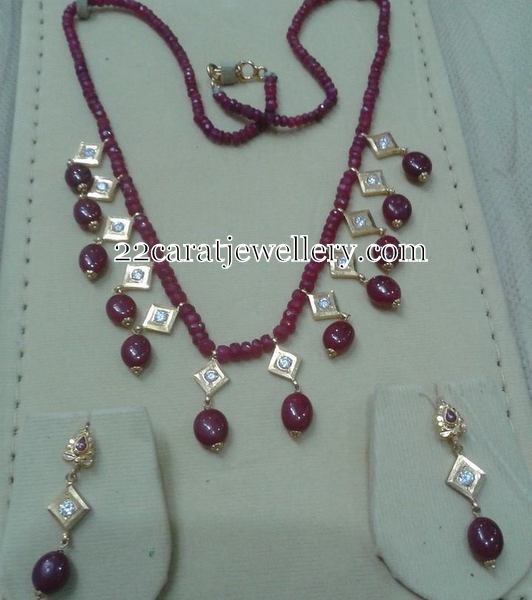 Ruby Beads Set with Drops