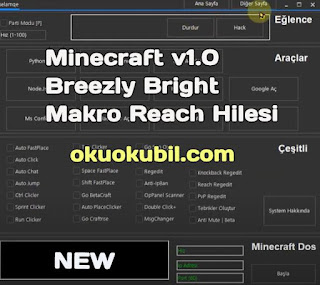 Minecraft v1.0 Breezly Bright Makro Reach Hilesi İndir Craftrise 2020