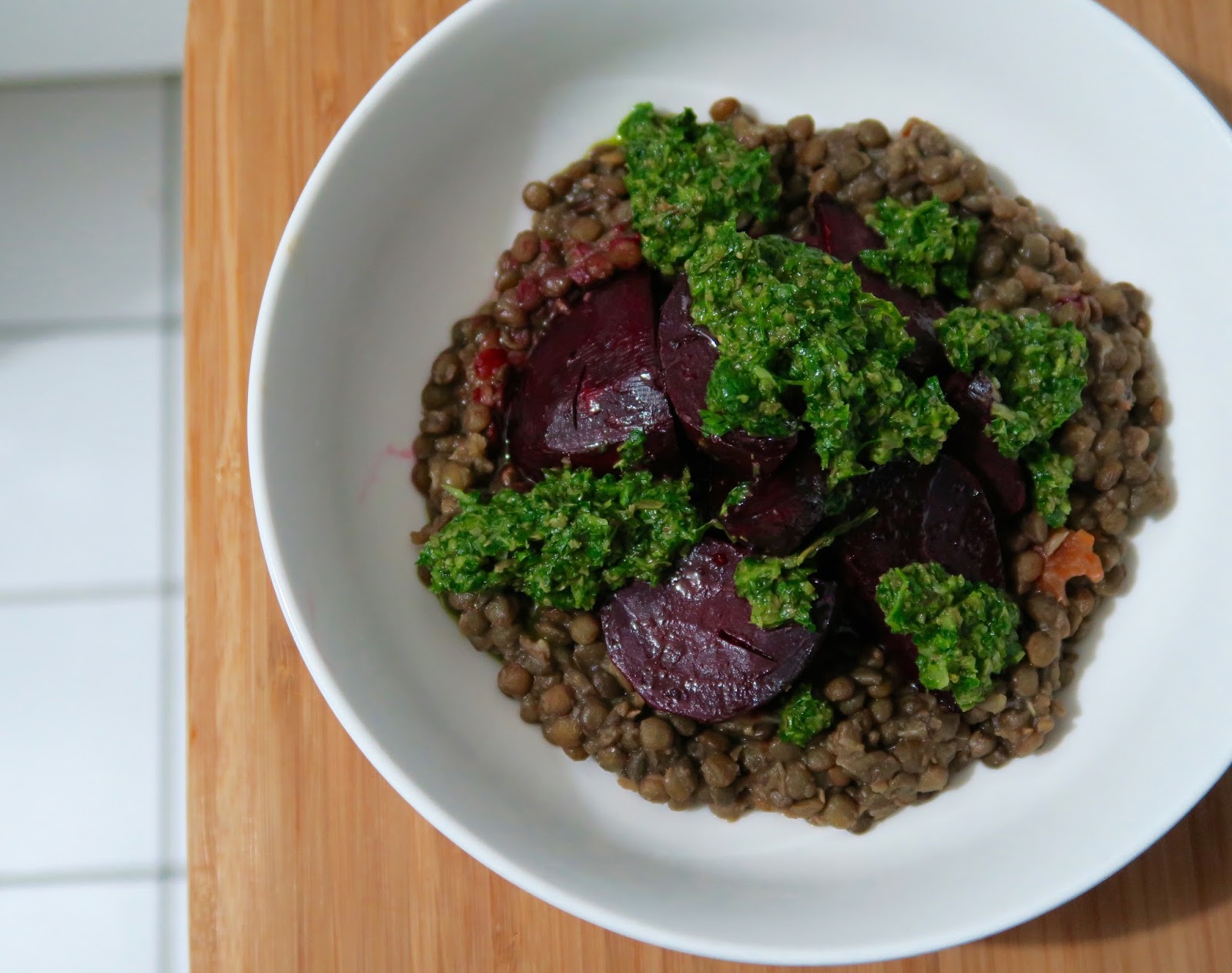 salt sugar & i lentils and beets with salsa verde from A Modern Way to