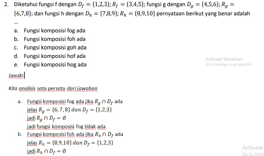 contoh soal dan pembahasan materi komposisi fungsi