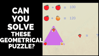 Solve the mathematical equations and make geometrical calculations to solve these maths picture puzzles brainteasers