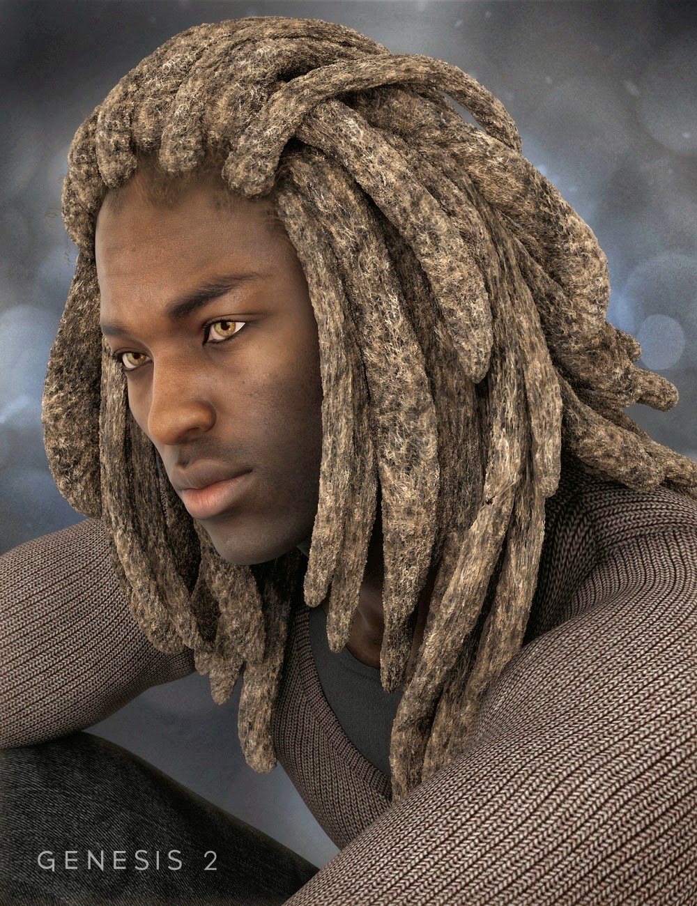 DAZ 3D - Messy Dreads for Genesis 2 Male.