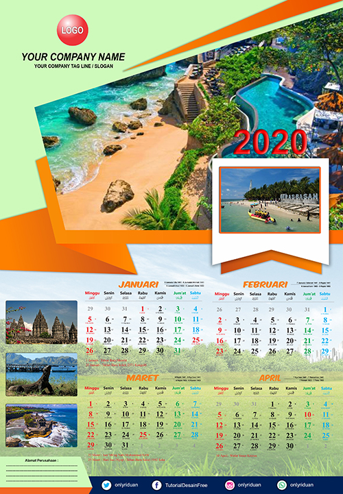Desain Kalender Dinding 2020 The House Silhouette
