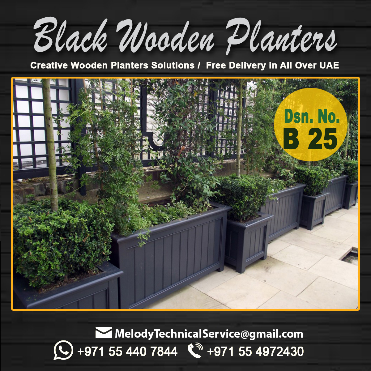 Black Wooden Planters Dubai Plants Container Dubai Planters Box