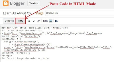 Paste code in html view