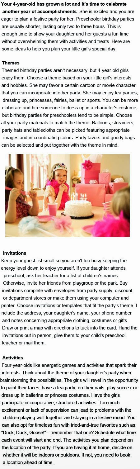 4 year old little girl birthday party ideas